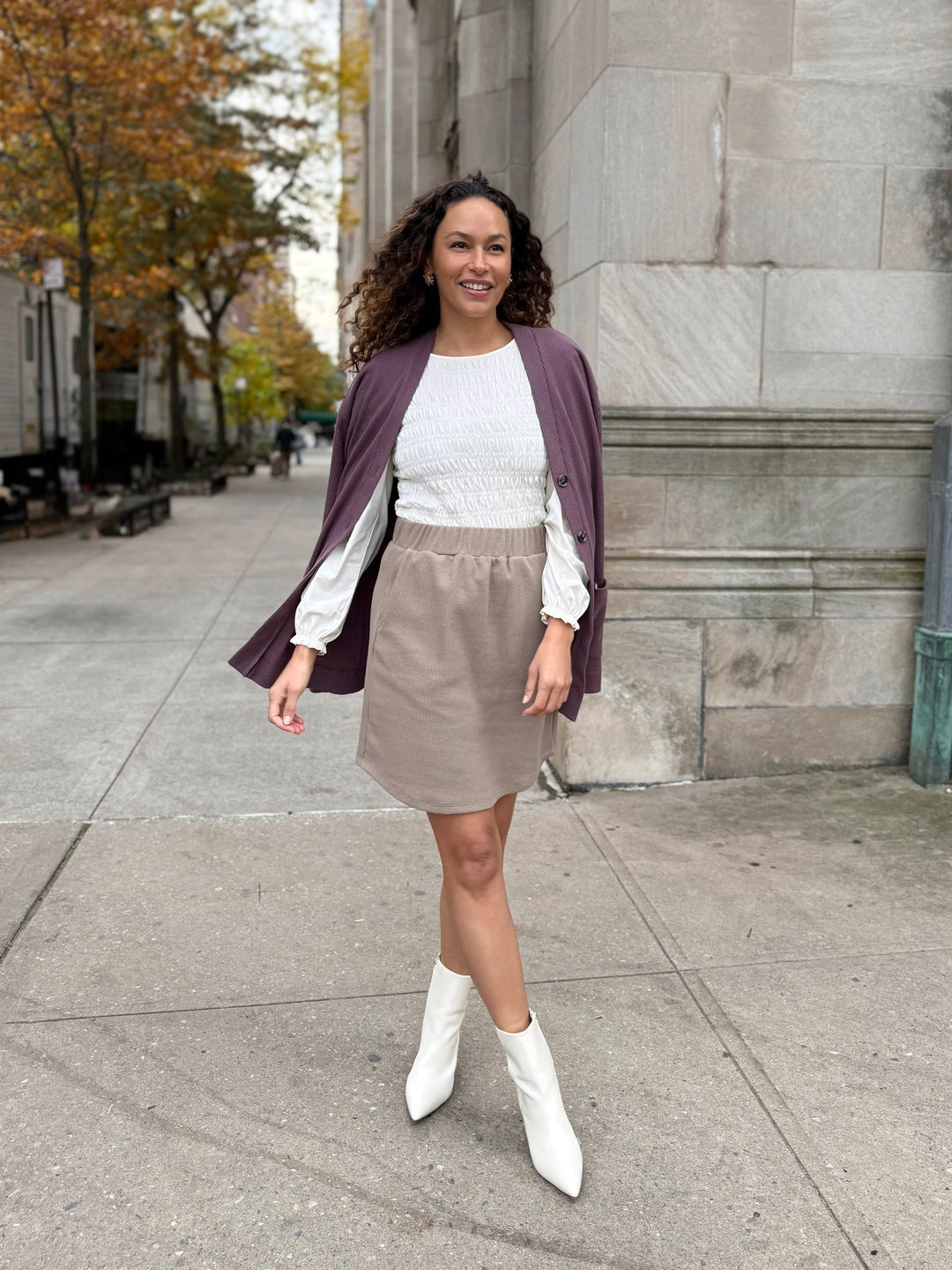 LOTUS waffle knit skirt in Taupe Grey