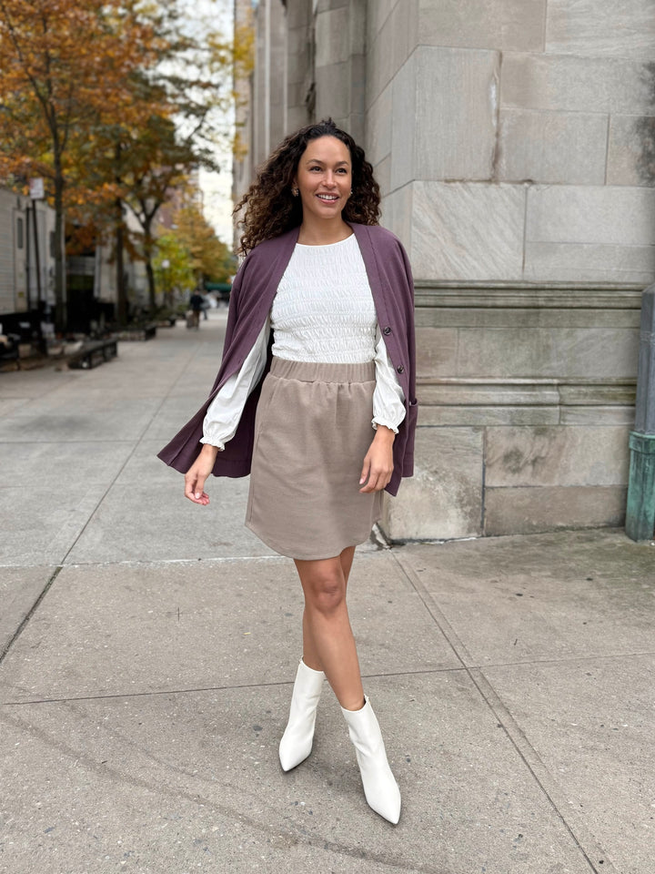 LOTUS waffle knit skirt in Taupe Grey