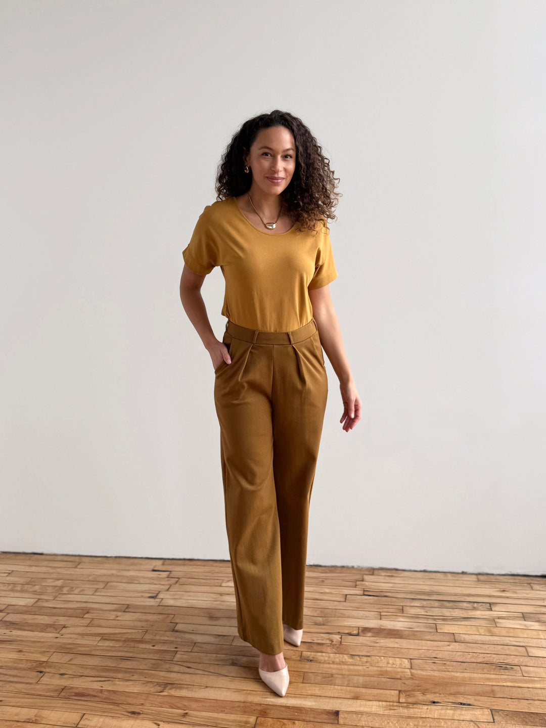 LONDON heavy knit pants in Warm Sienna