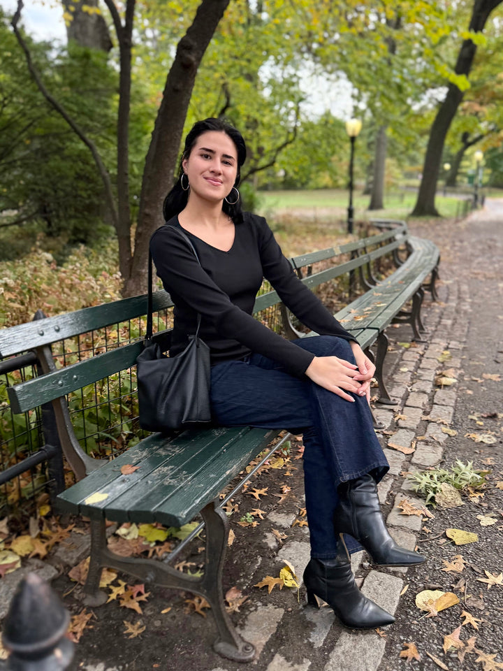 VERA rib-knit top in Black