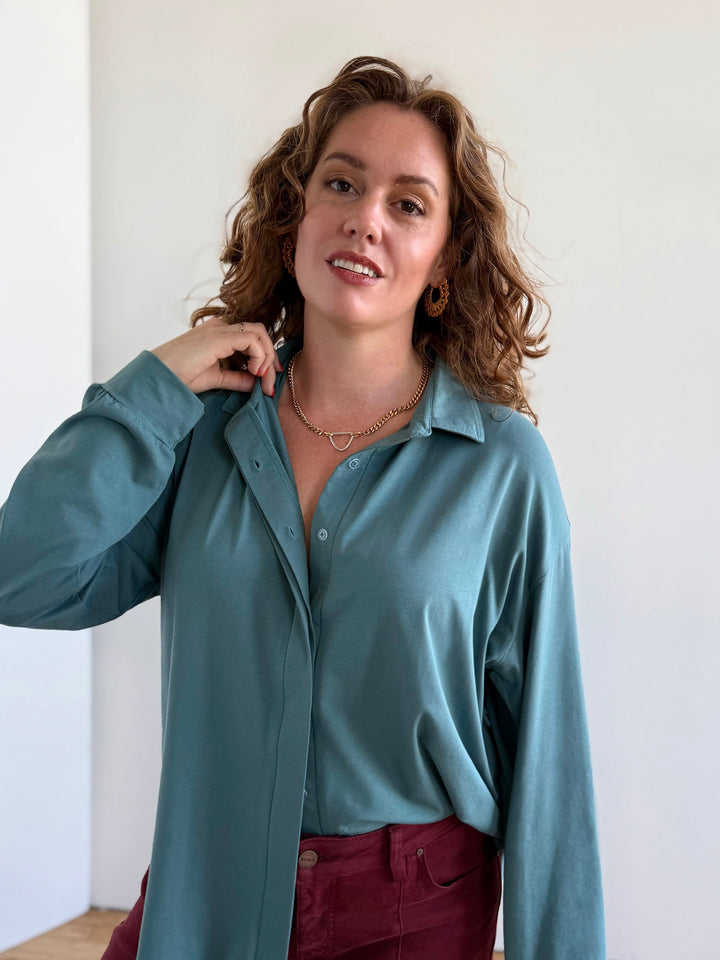 LINDSEY blouse in Dark Aqua