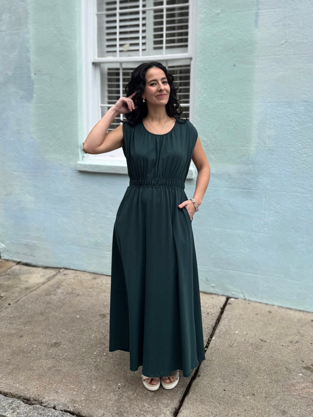 LAVINIA dress in Deep Pine