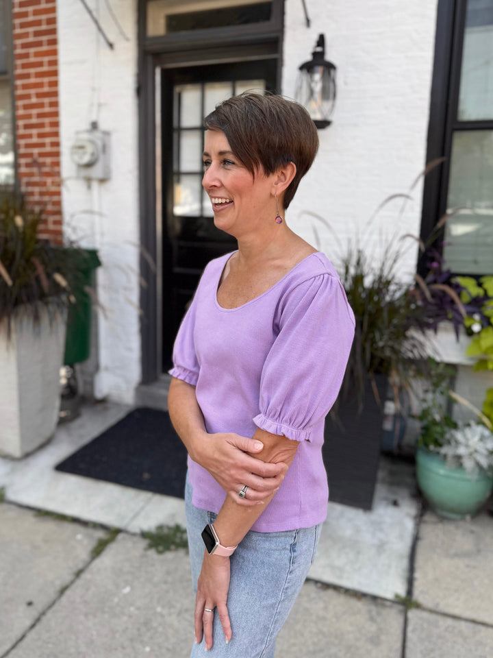TALIA rib knit top in Purple Lilac
