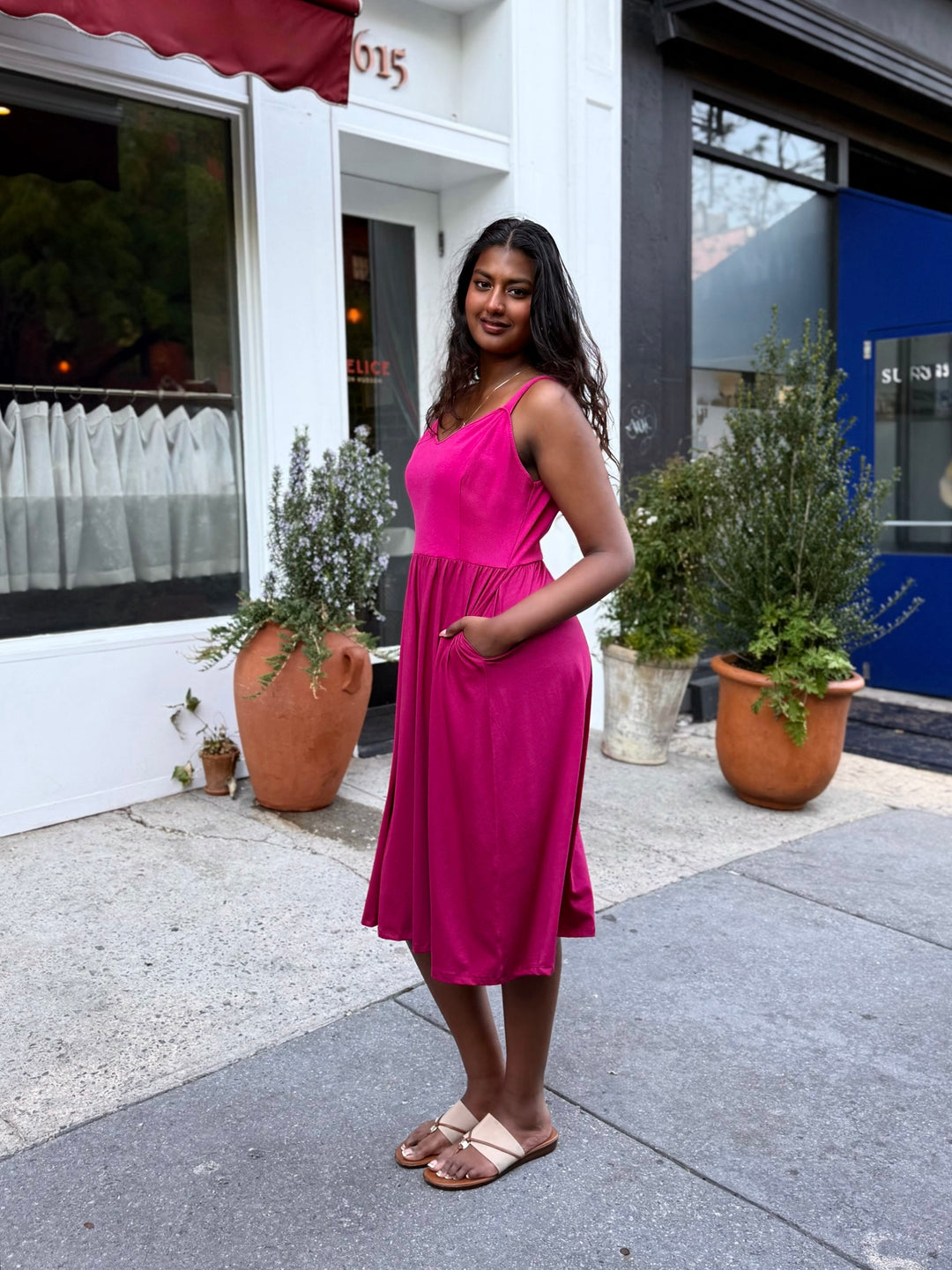 MARIBEL dress in Hot Pink/Garnet Pink