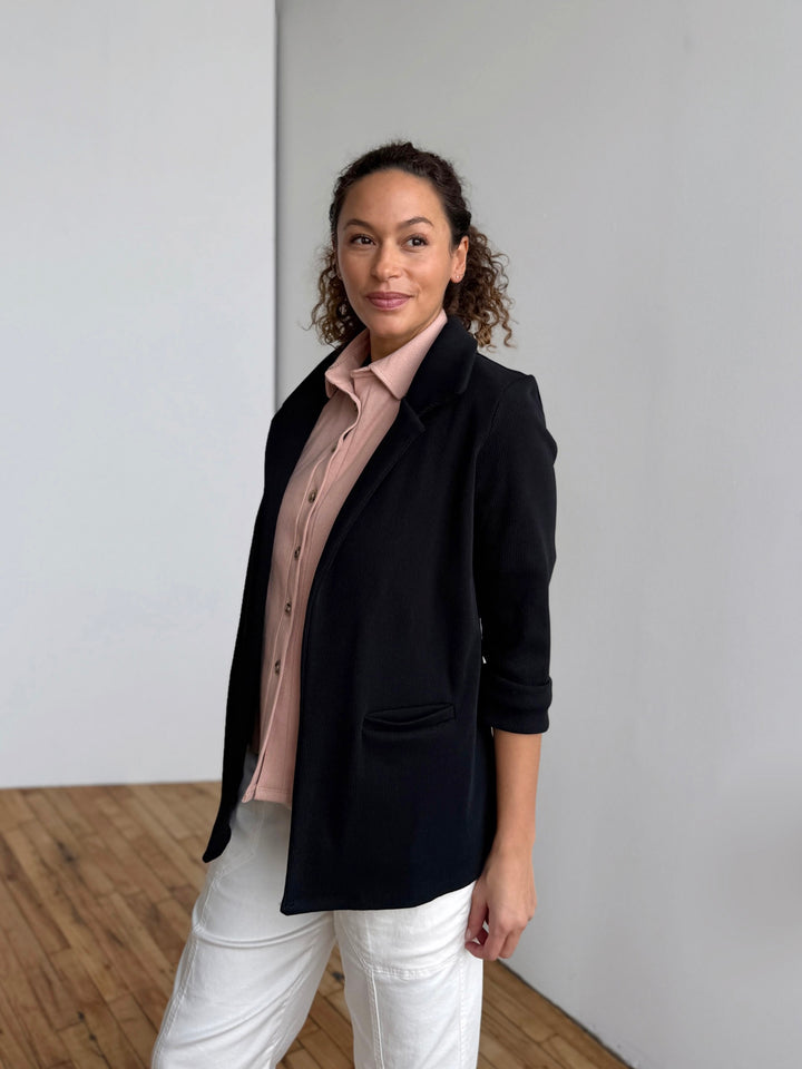 CROSBY rib knit blazer in Black