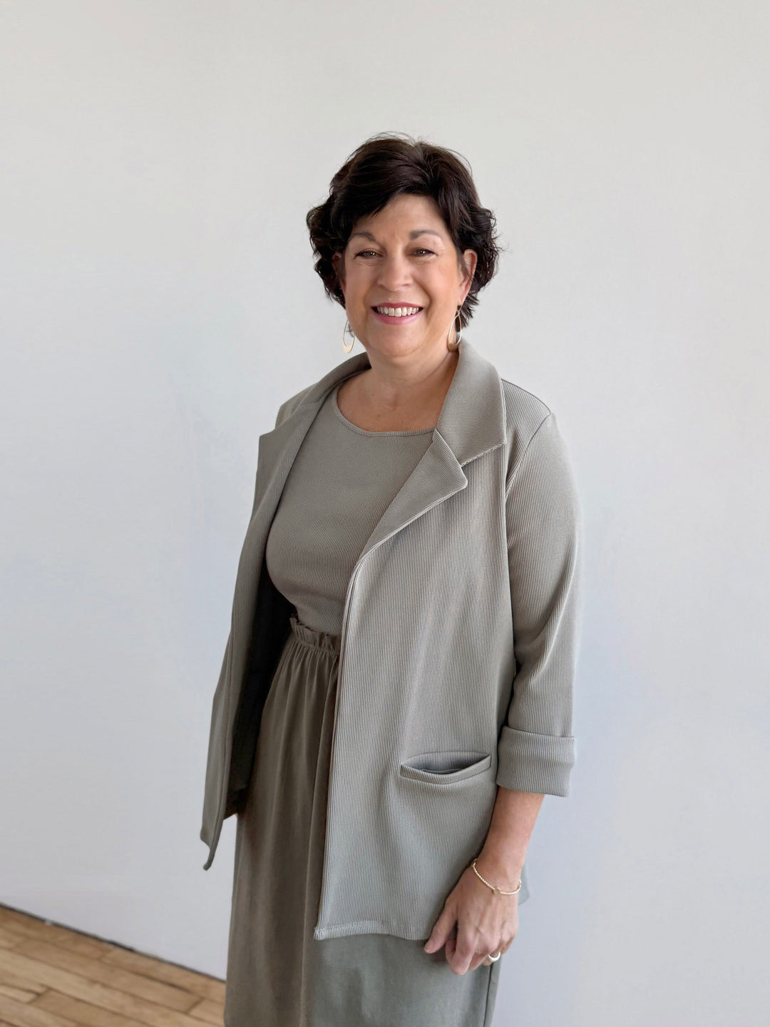 CROSBY rib knit blazer in Light Sage