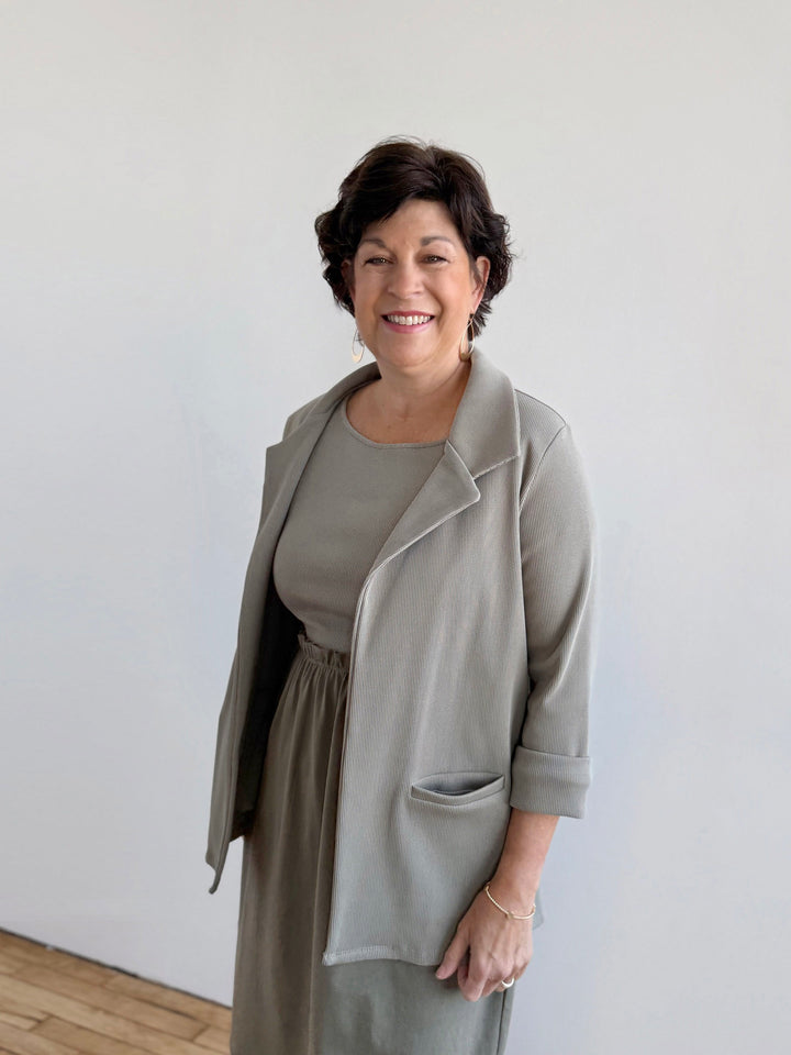 CROSBY rib knit blazer in Light Sage