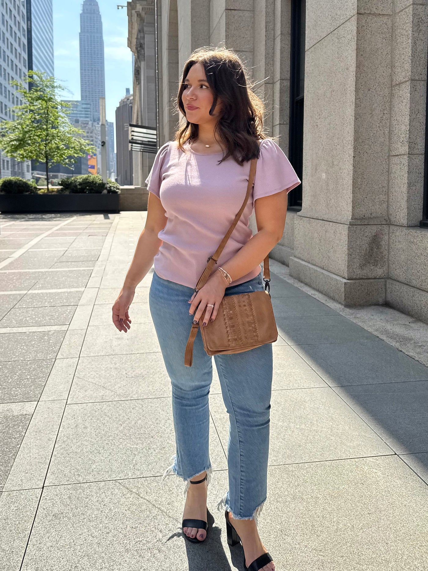 ZADIE rib knit tee in Dusty Lilac