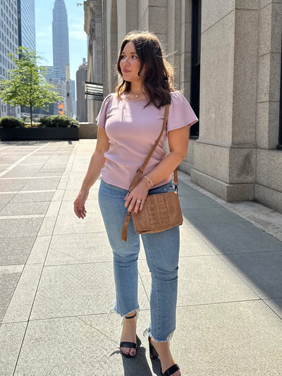 ZADIE rib knit tee in Dusty Lilac