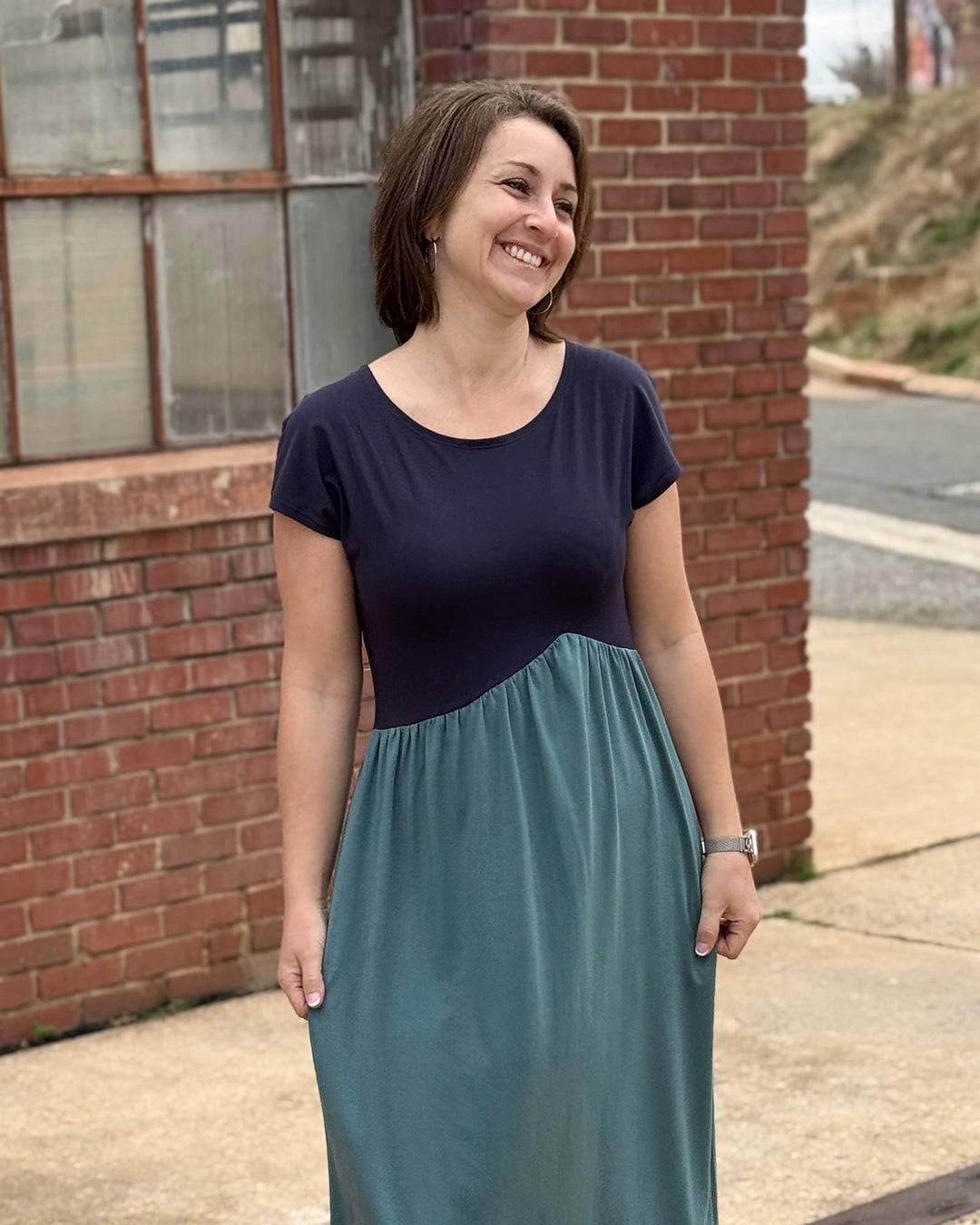 NORAH dress in Navy/Dark Aqua