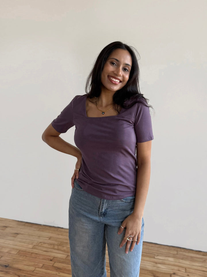 MILA fitted tee in Smoky Purple