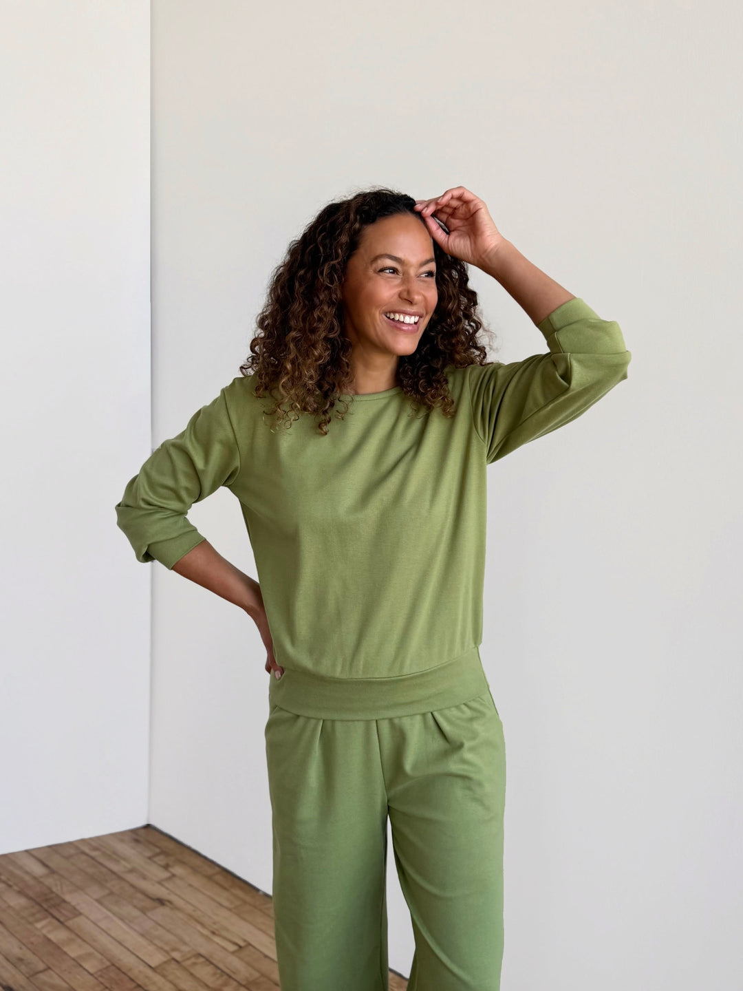 PERCY heavy knit top in Grass Green