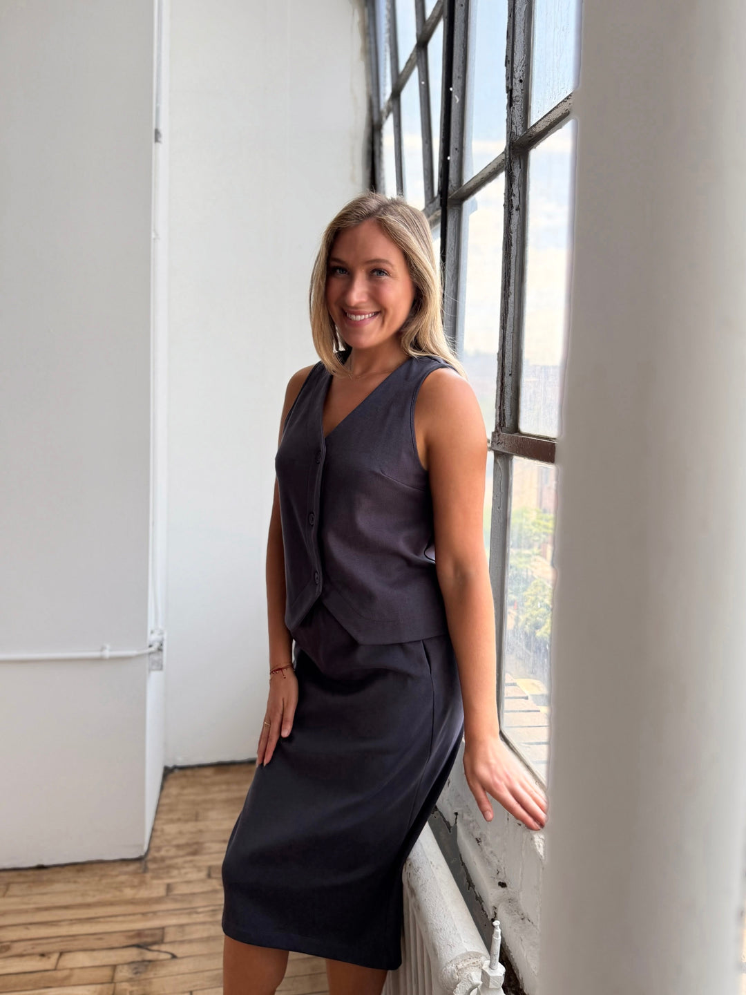 DANIELLE heavy-knit skirt in Gunmetal