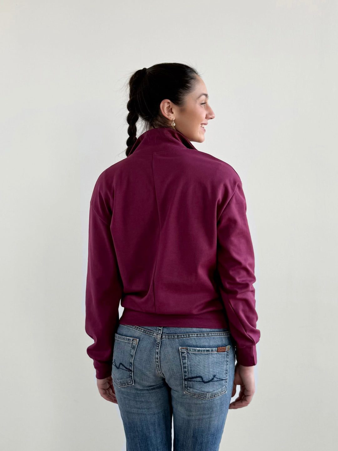ASHER zip pullover in Raspberry