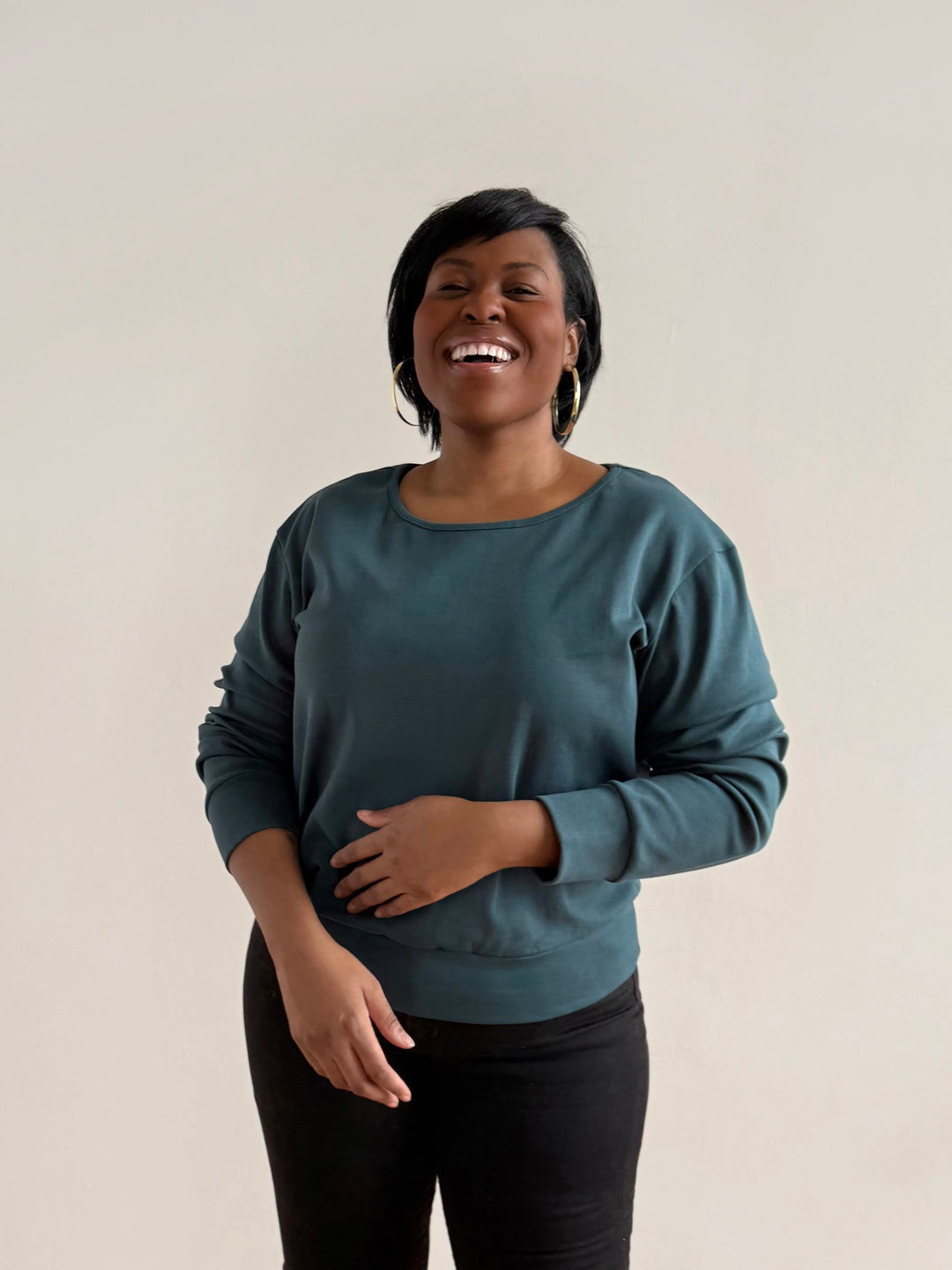 PERCY heavy knit top in Deep Sea