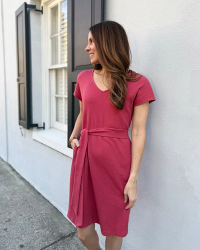 ALICIA waffle knit dress in Soft Hibiscus