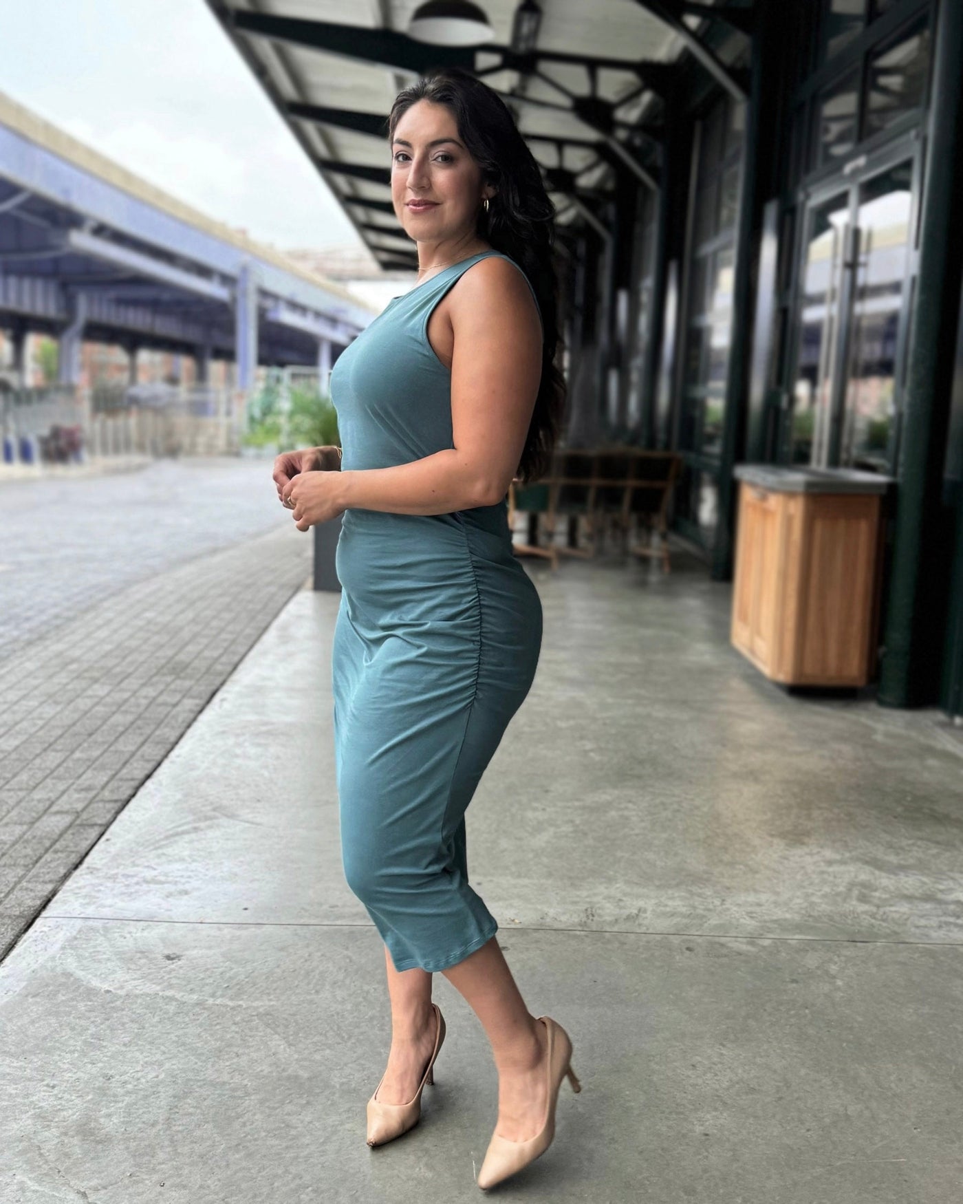 JILLIAN dress in Dark Aqua