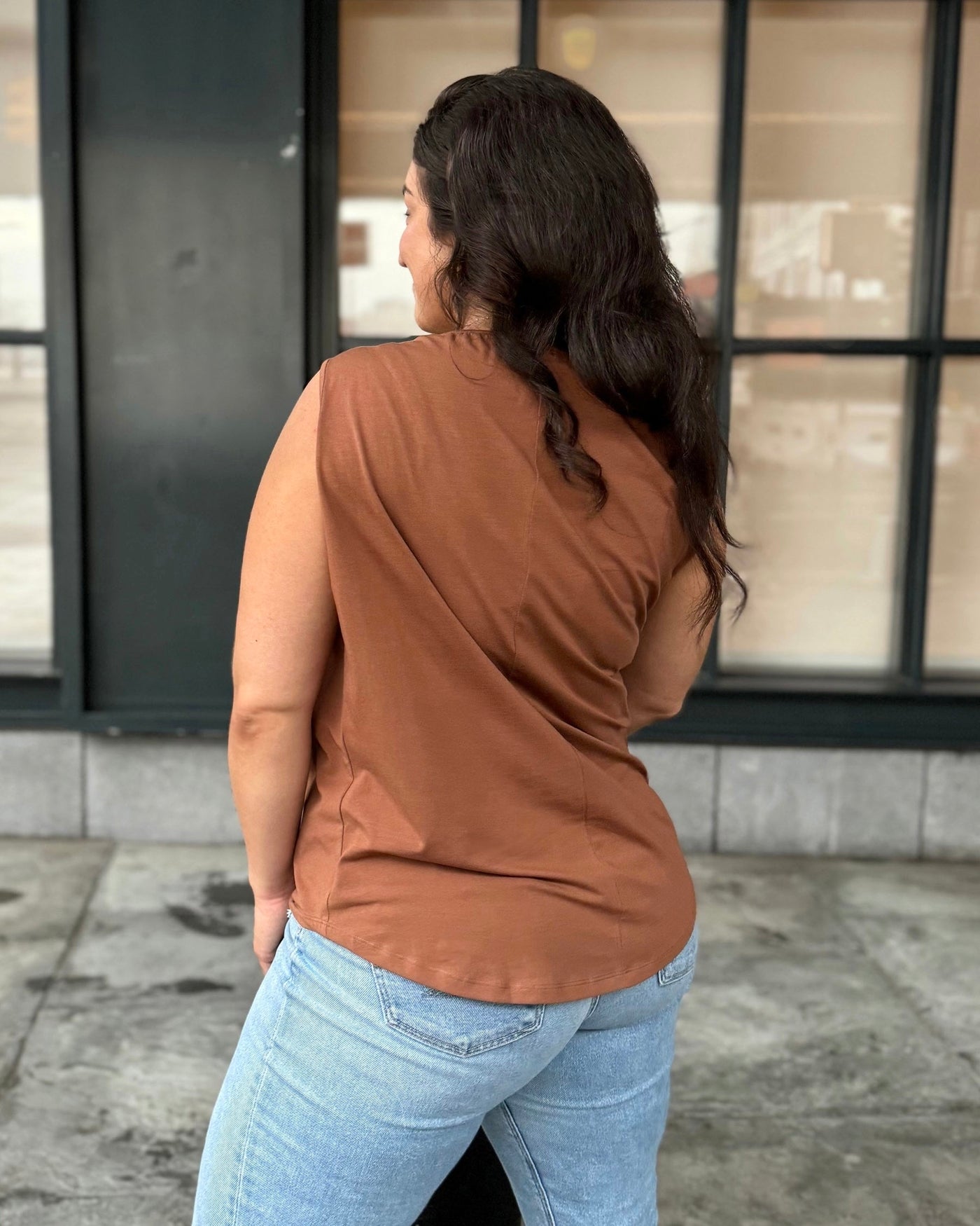 CHARLI draped top in Cacao Brown