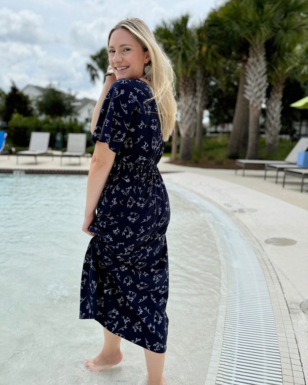 navy beach cover up dress Cupshe Laguna Escape Blue Cover-Up Mini Dress - Navy