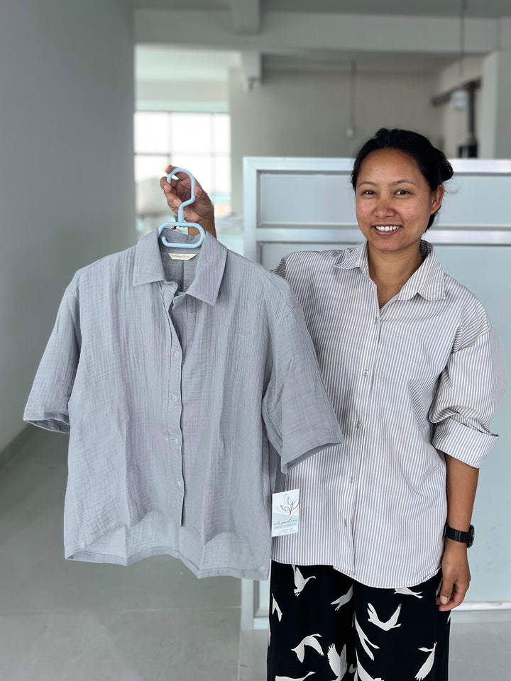 CARROLL gauze boxy shirt in Cloud Grey