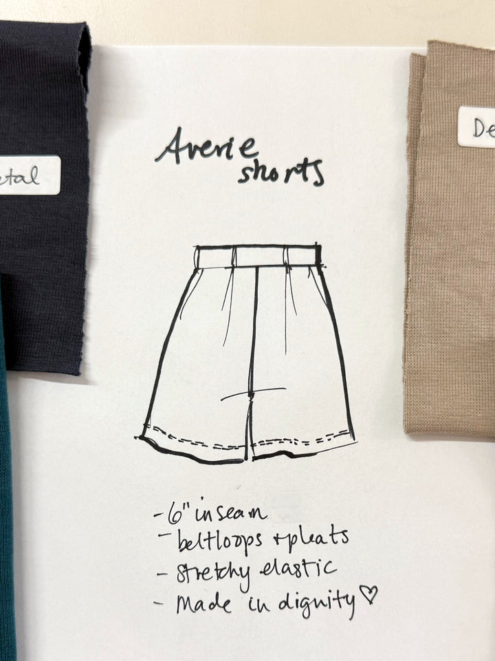 AVERIE heavy knit shorts in Deep Sea (Preorder, ships 7/6)