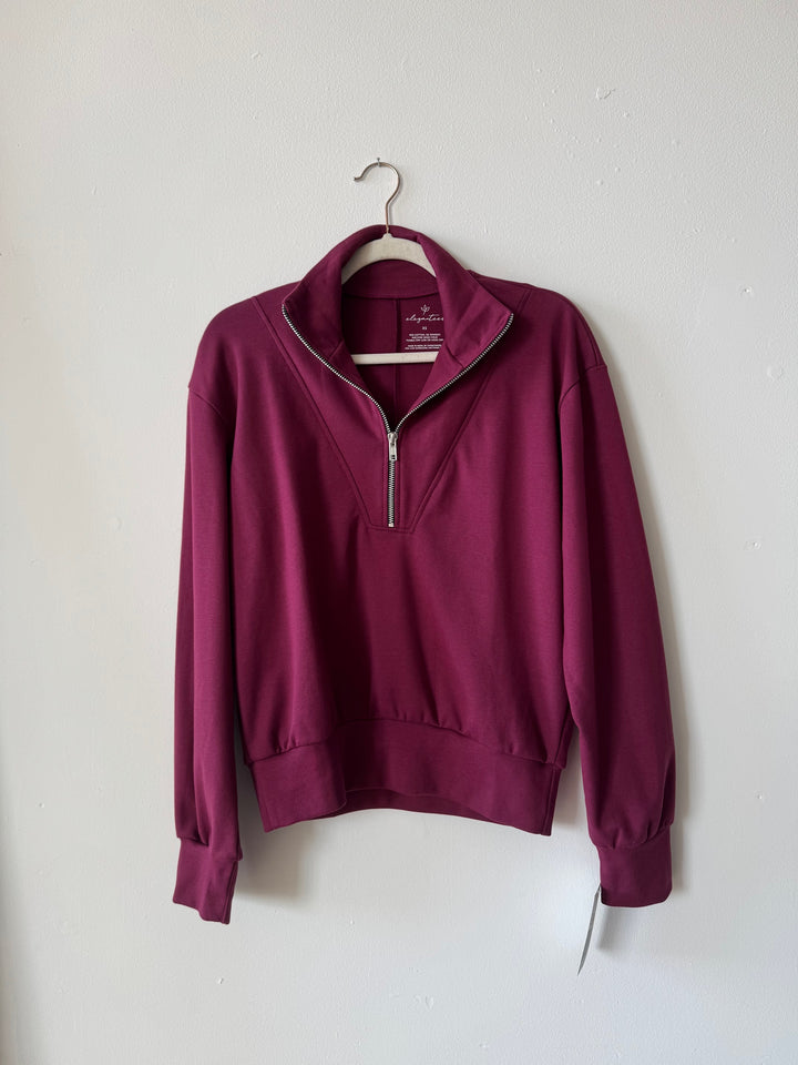 ASHER zip pullover in Raspberry