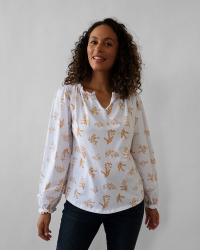 IRIS printed top in White/Honey