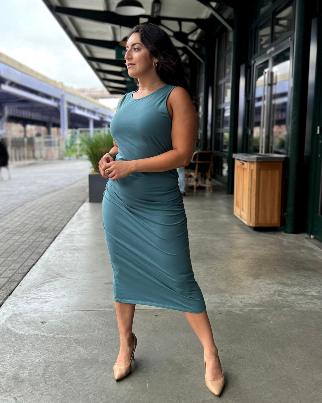 JILLIAN dress in Dark Aqua Elegantees JILLIAN dress in Dark Aqua Elegantees
