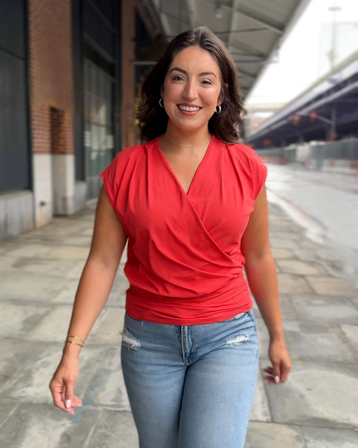 JOLIE top in Coral Red