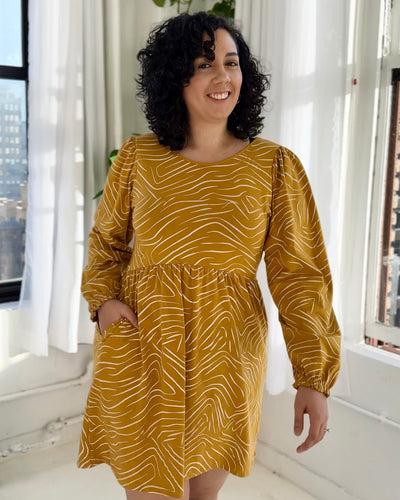KAIA printed dress in Mustard/White