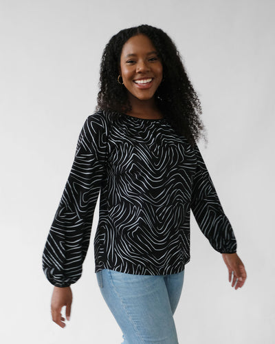 KINSLEY printed top in Black/White