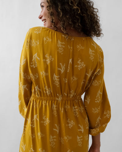 MARIGOLD printed dress in Mustard/White