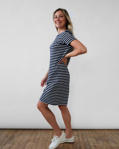 NINA stripe dress in Navy/White