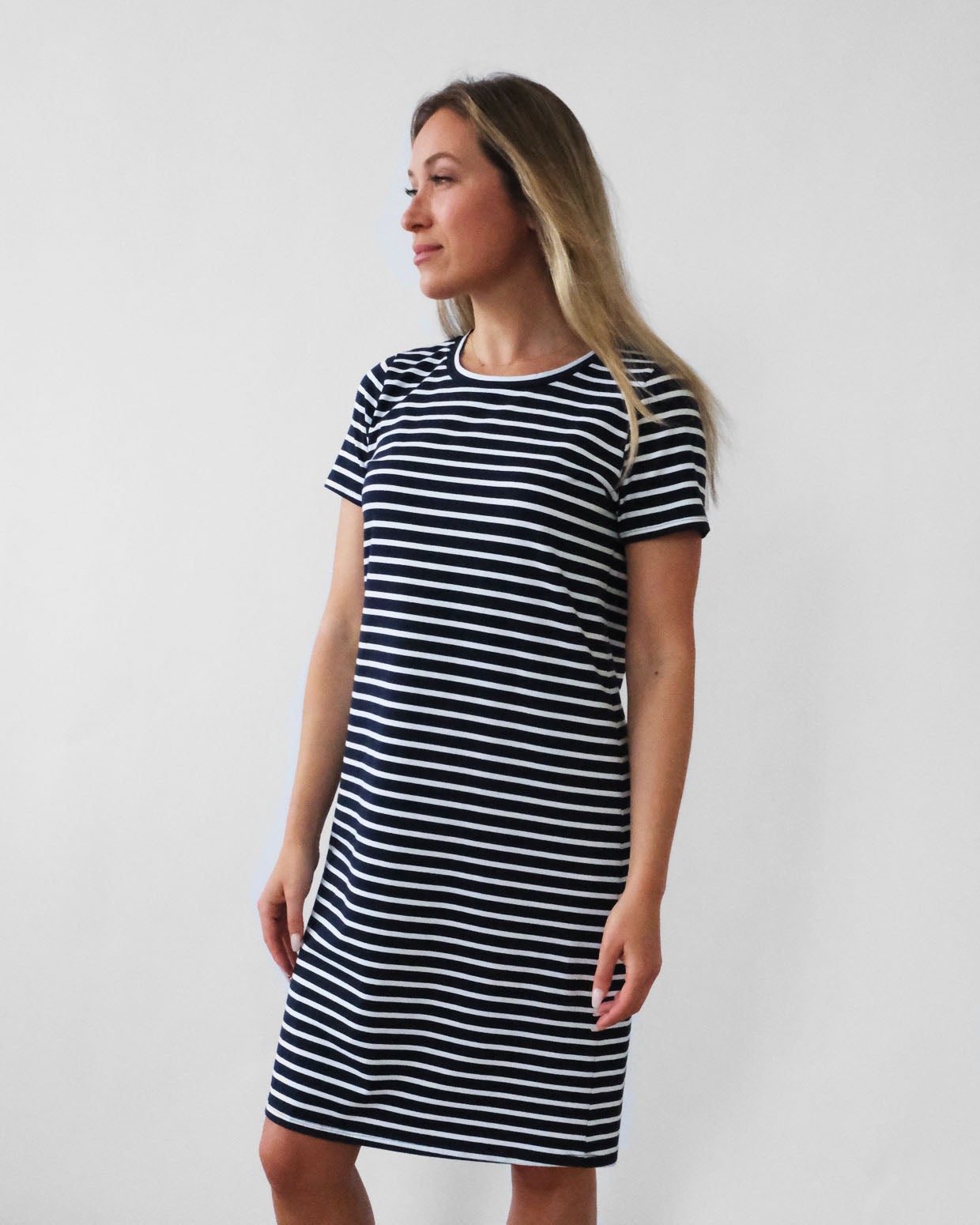 NINA stripe dress in Navy/White