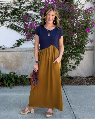 NORAH maxi dress in Navy/Tapenade