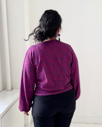 PEGGY printed top in Magenta/Navy