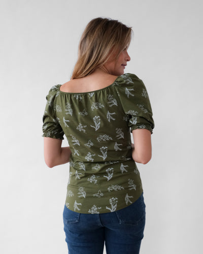 PETUNIA printed top in Olive/White