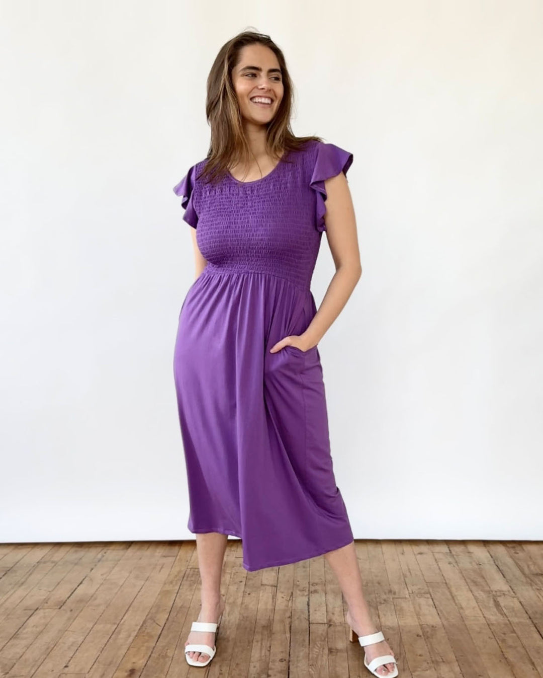 PEYTON smocked dress in Purple Elegantees PEYTON smocked dress in Purple Elegantees