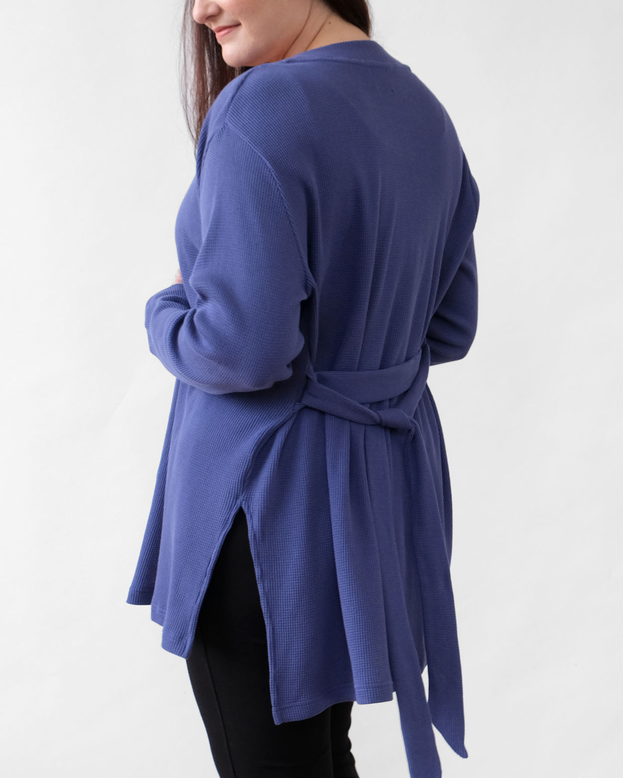 RORY waffle knit cardigan in Gentle Blue