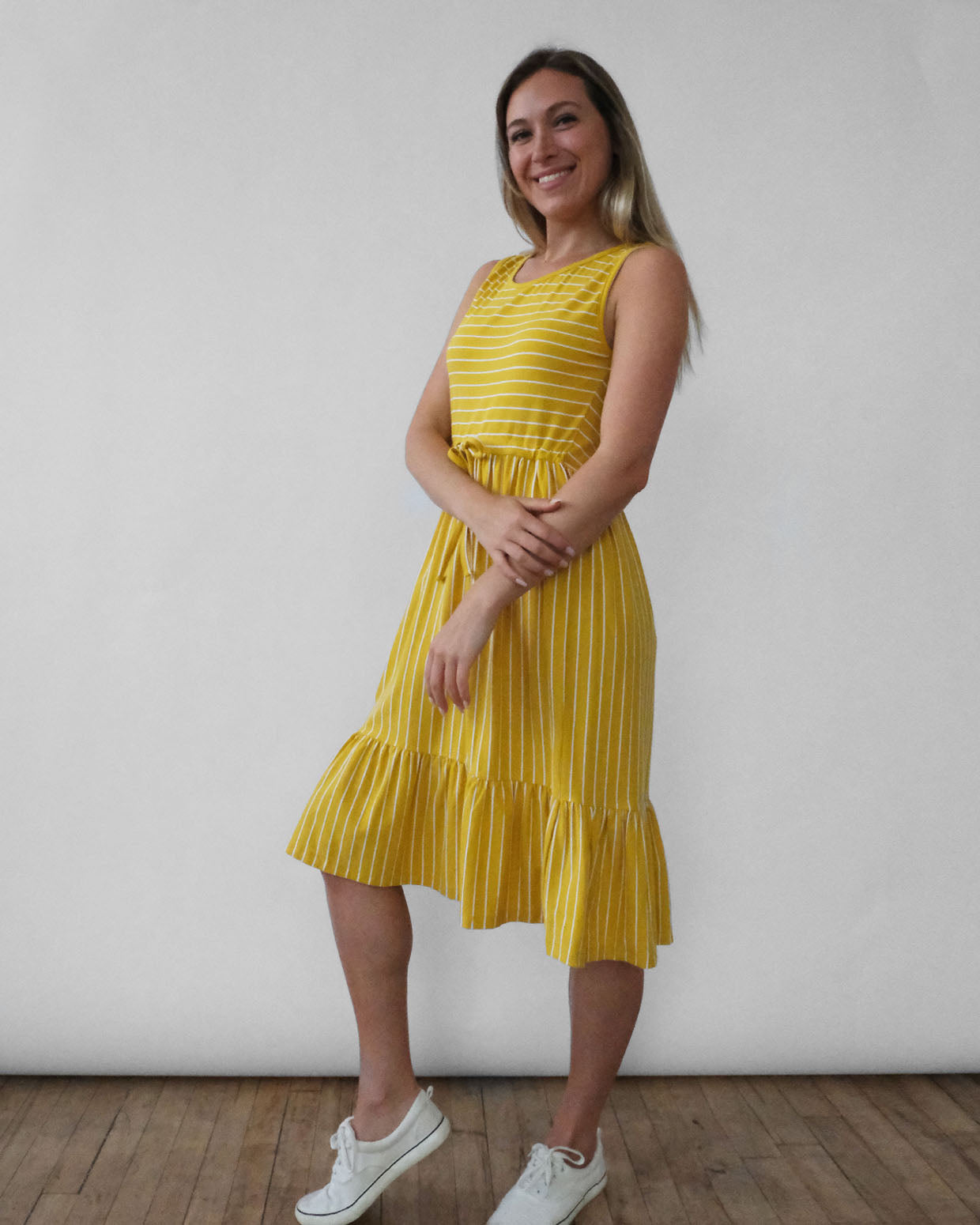 SAMANTHA stripe dress in Lemon