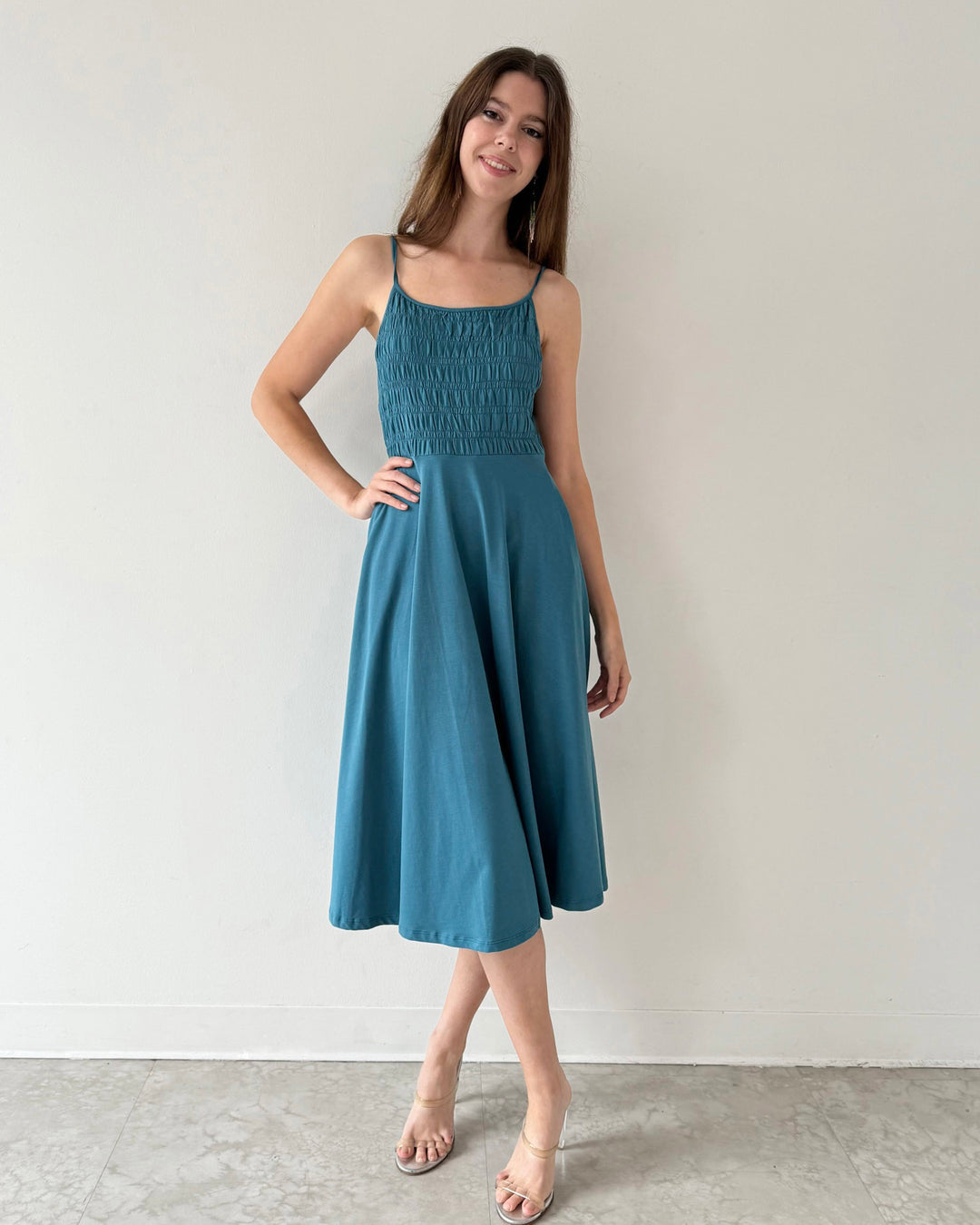 TULIPE dress in Peacock Blue Elegantees TULIPE dress in Peacock Blue Elegantees