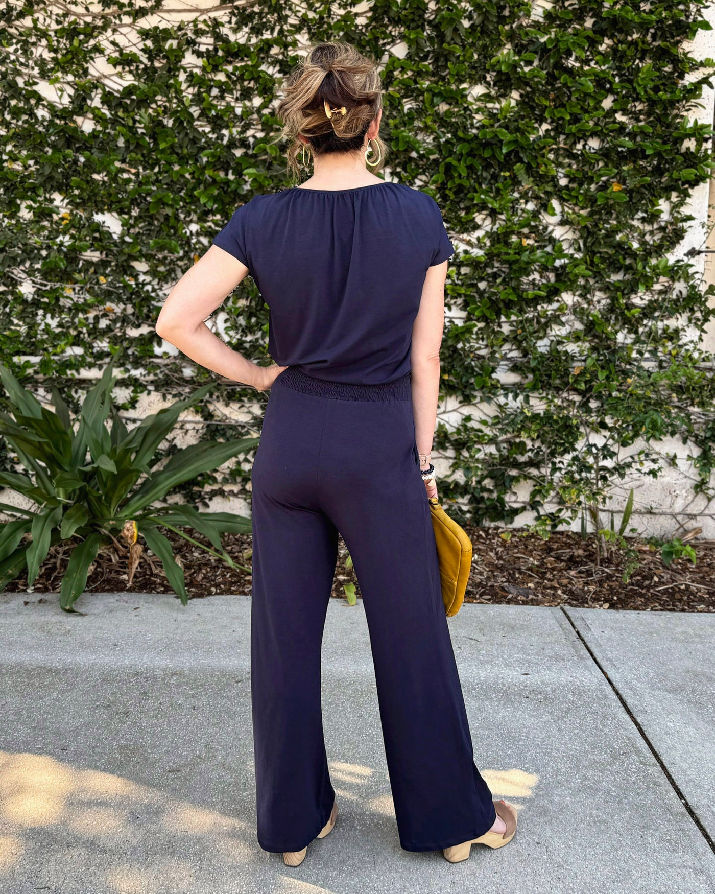 VERA high-waist pants in Navy