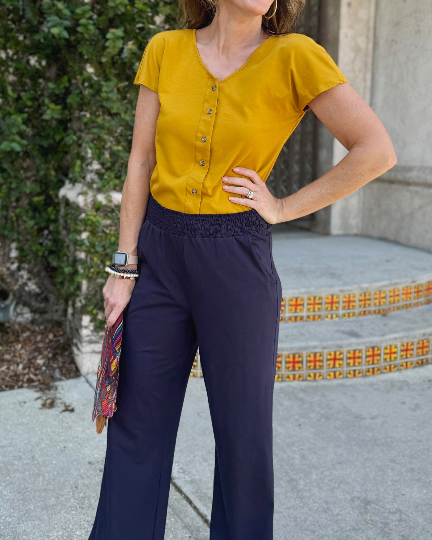 VERA high-waist pants in Navy