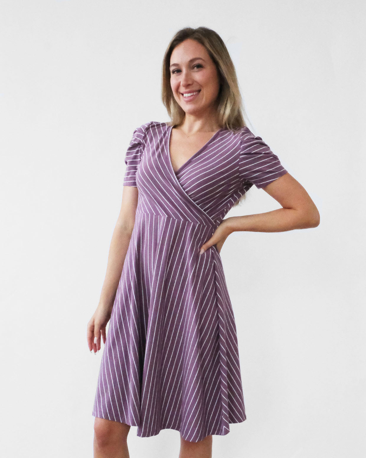 VICTORIA stripe dress in Purple