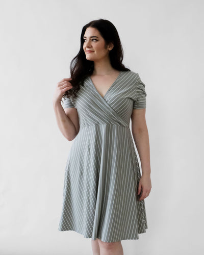VICTORIA stripe dress in Sage