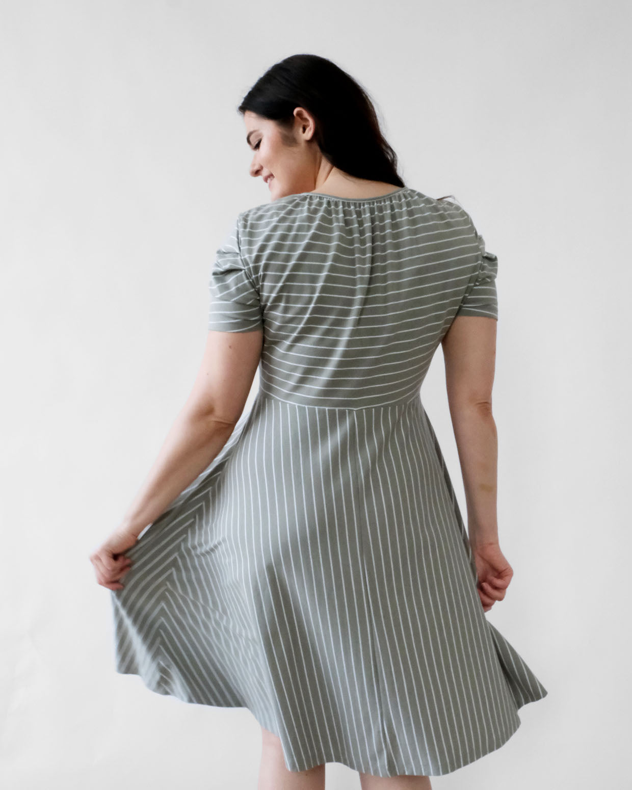 VICTORIA stripe dress in Sage