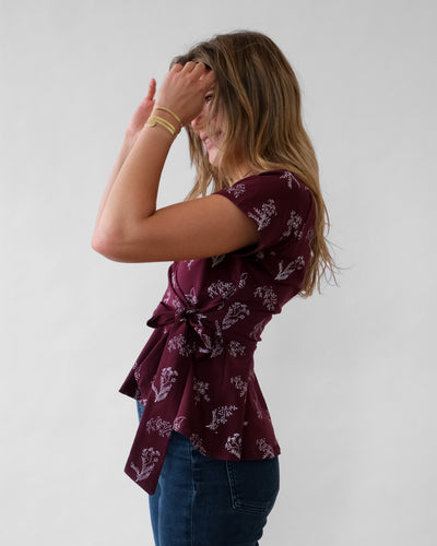 ZINNIA printed top in Currant/White