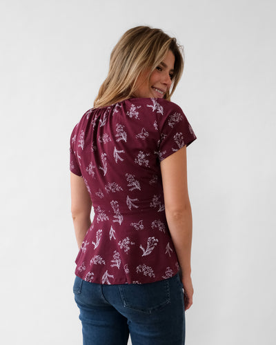 ZINNIA printed top in Currant/White