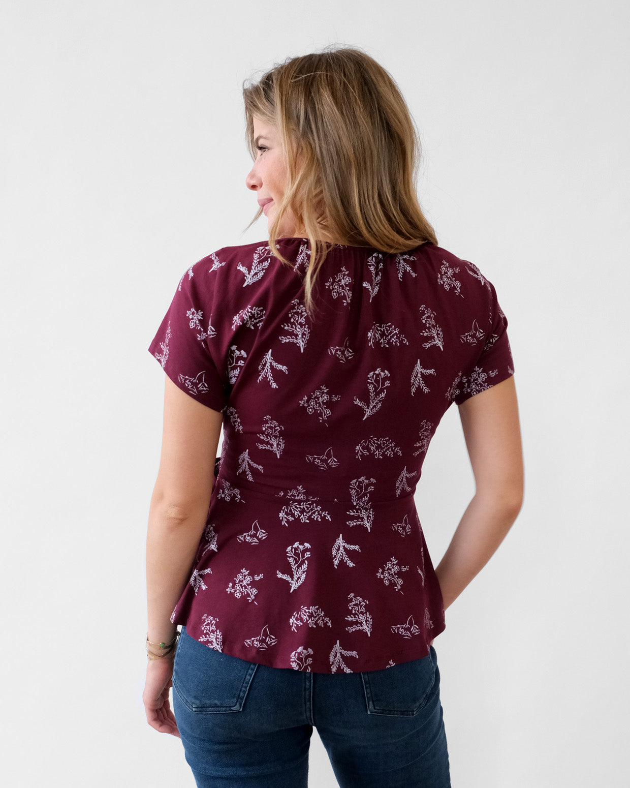 ZINNIA printed top in Currant/White