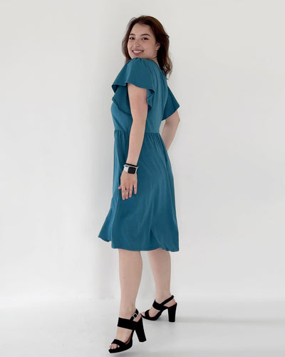 HATTIE button dress in Peacock Blue